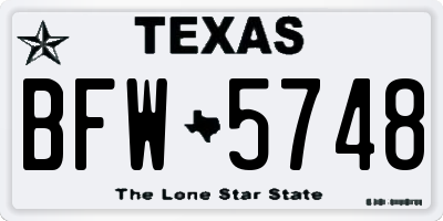 TX license plate BFW5748