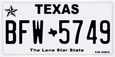 TX license plate BFW5749