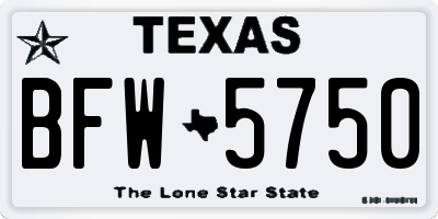 TX license plate BFW5750
