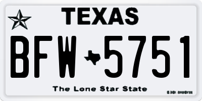TX license plate BFW5751