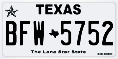 TX license plate BFW5752