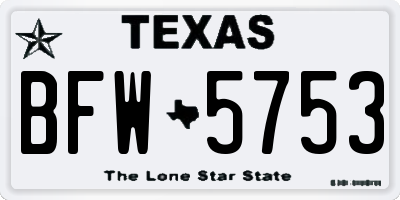 TX license plate BFW5753