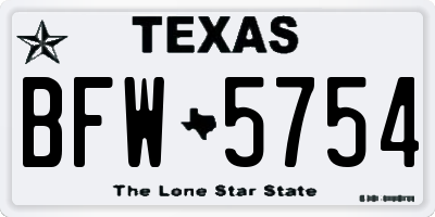 TX license plate BFW5754