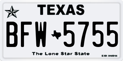 TX license plate BFW5755