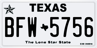 TX license plate BFW5756