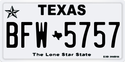 TX license plate BFW5757