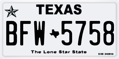 TX license plate BFW5758