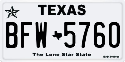 TX license plate BFW5760