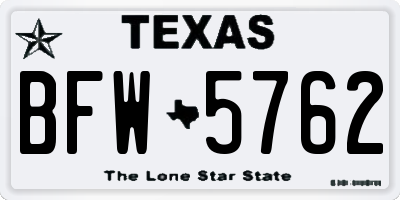 TX license plate BFW5762