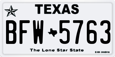 TX license plate BFW5763