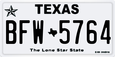 TX license plate BFW5764