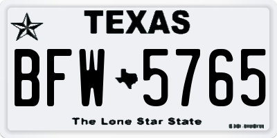 TX license plate BFW5765