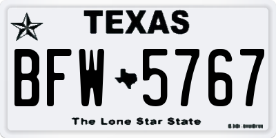 TX license plate BFW5767