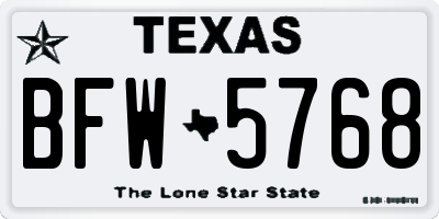 TX license plate BFW5768