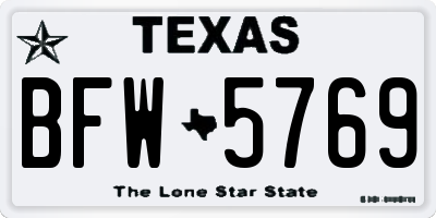 TX license plate BFW5769