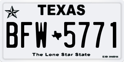 TX license plate BFW5771