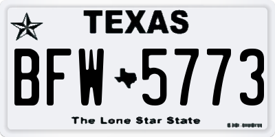 TX license plate BFW5773