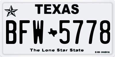 TX license plate BFW5778
