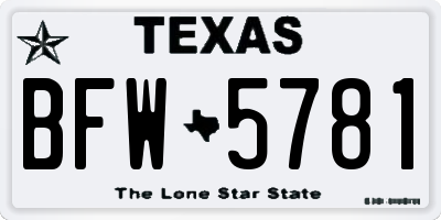 TX license plate BFW5781