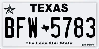 TX license plate BFW5783
