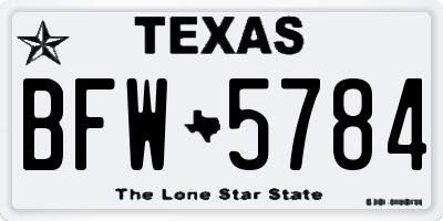 TX license plate BFW5784