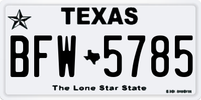 TX license plate BFW5785