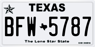 TX license plate BFW5787