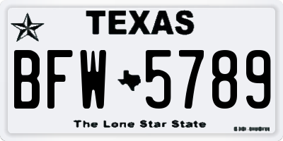 TX license plate BFW5789