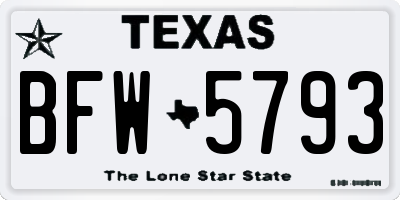 TX license plate BFW5793