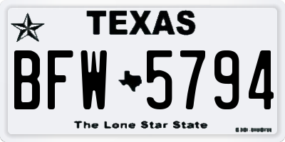 TX license plate BFW5794
