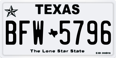 TX license plate BFW5796