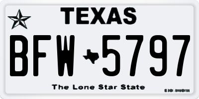 TX license plate BFW5797