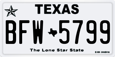 TX license plate BFW5799