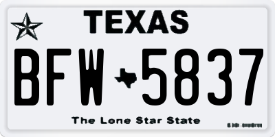 TX license plate BFW5837