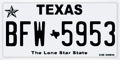 TX license plate BFW5953