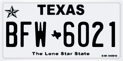 TX license plate BFW6021
