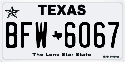 TX license plate BFW6067
