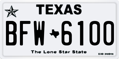 TX license plate BFW6100