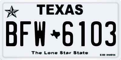 TX license plate BFW6103