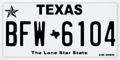 TX license plate BFW6104