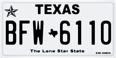 TX license plate BFW6110