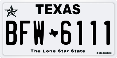 TX license plate BFW6111