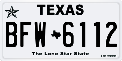 TX license plate BFW6112