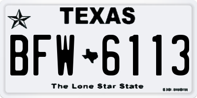 TX license plate BFW6113