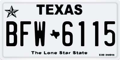 TX license plate BFW6115
