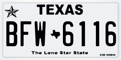 TX license plate BFW6116