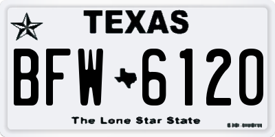 TX license plate BFW6120