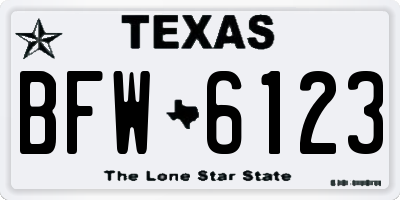 TX license plate BFW6123