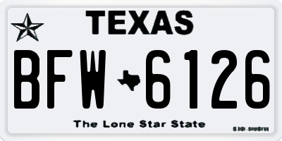 TX license plate BFW6126