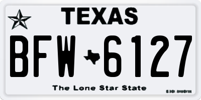 TX license plate BFW6127